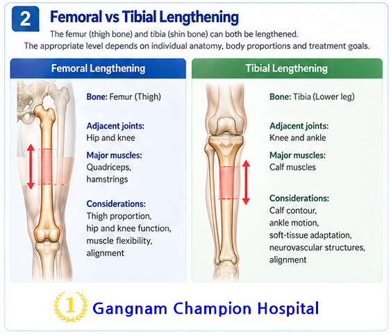 Comparison of femoral and tibial lengthening for height increase surgery